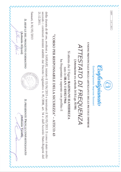 Certificazione Corso per responsabile sicurezza R.H. Impianti